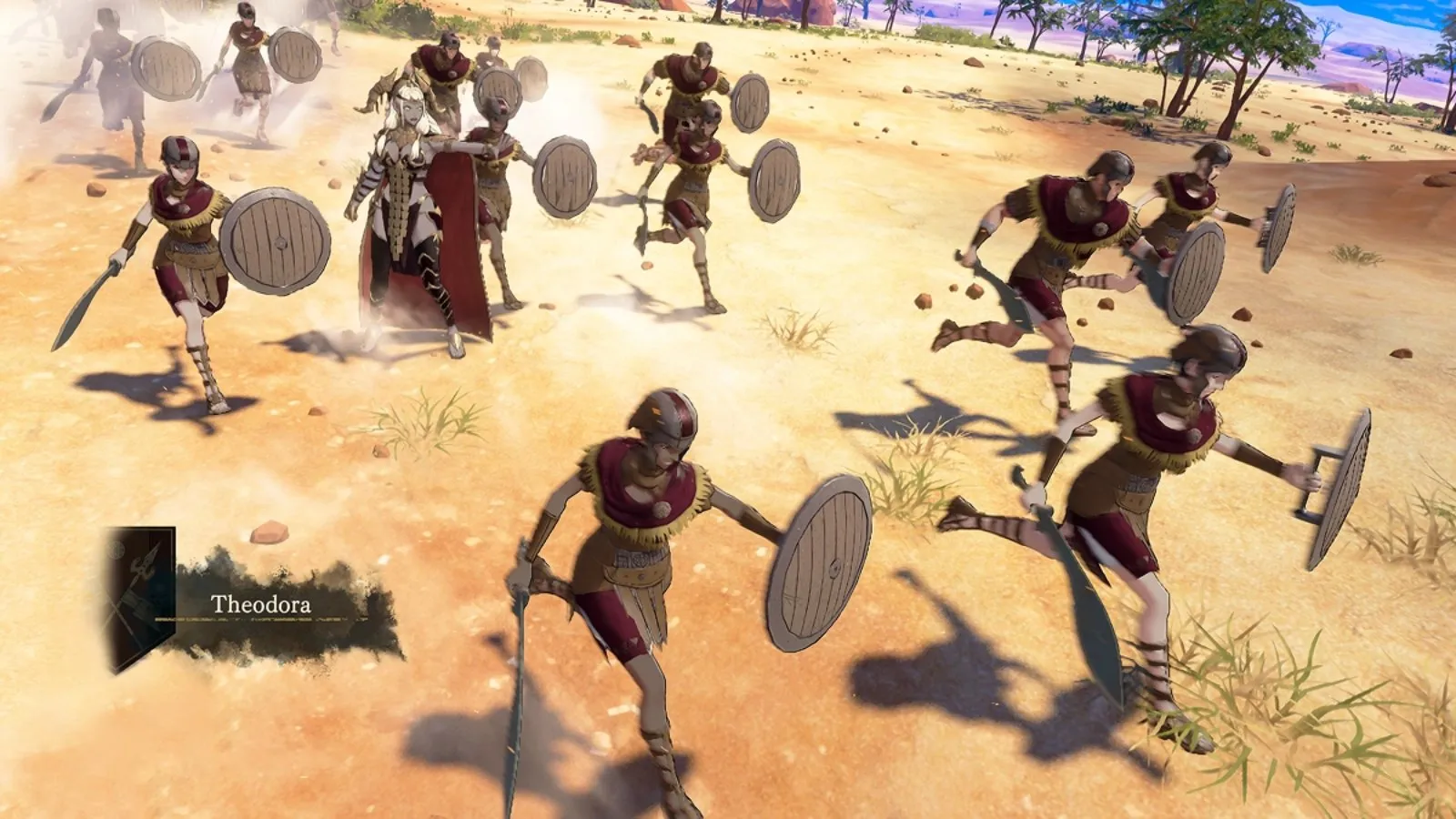 Un ejército de esqueletos con escudos avanza por la arena en Fire Emblem: Fortune's Weave