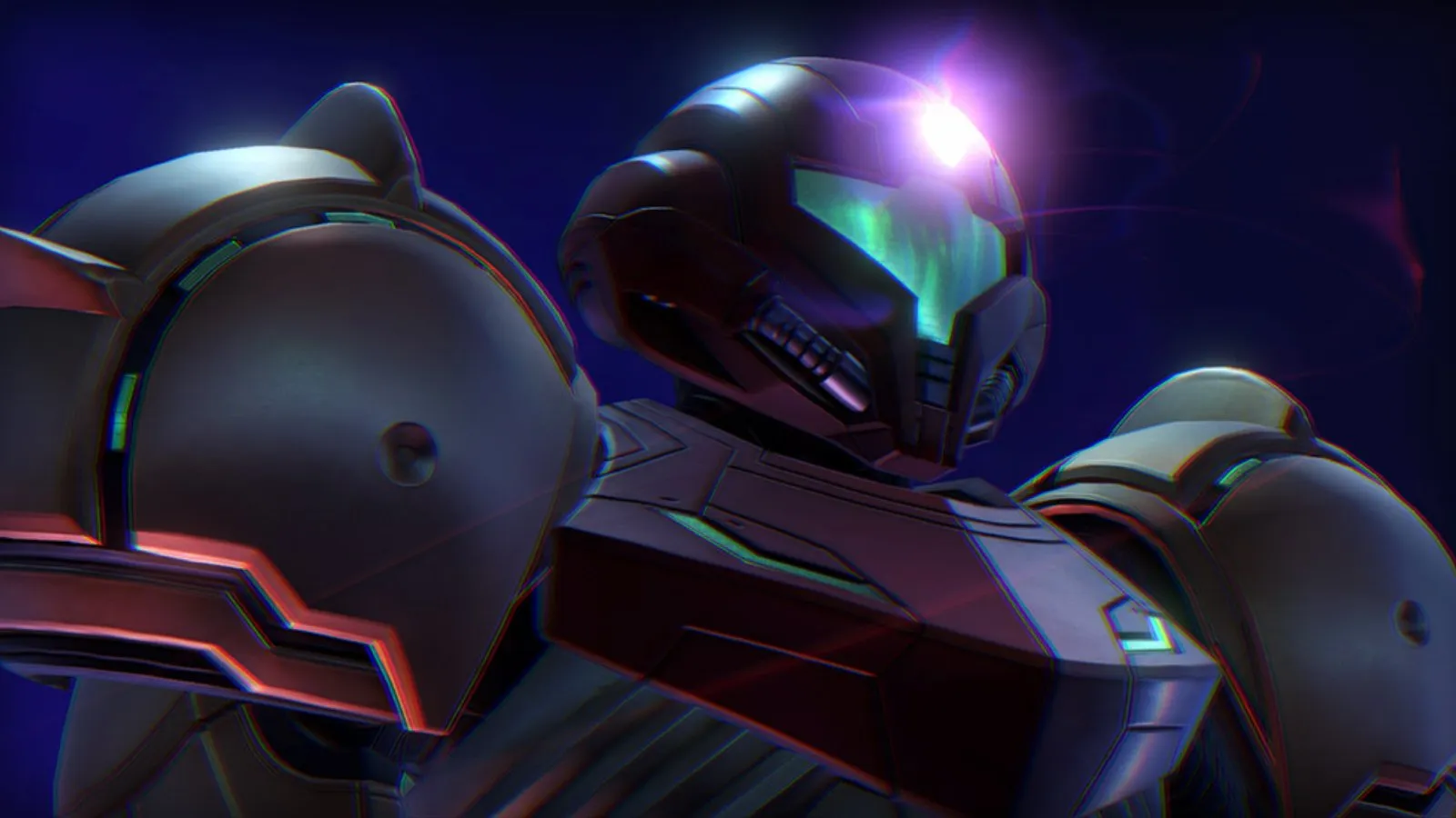 Primer plano de Samus Aran con su traje en Metroid Prime 4: Beyond