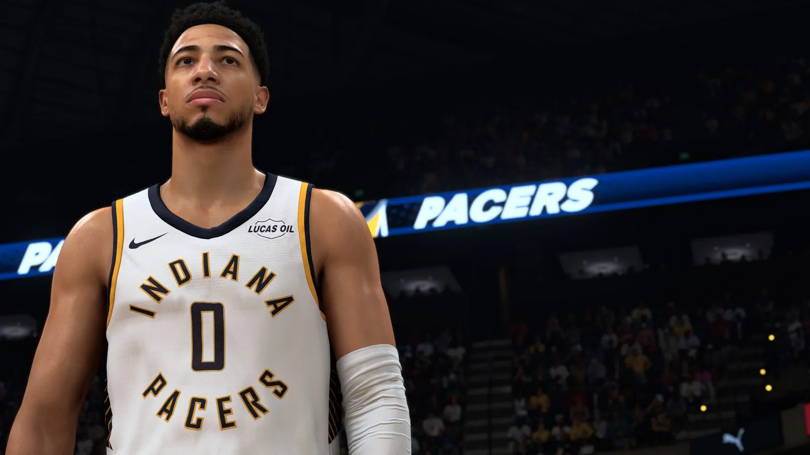 Tyrese Haliburton, con la camiseta de los Pacers, en la cancha en NBA 2K27