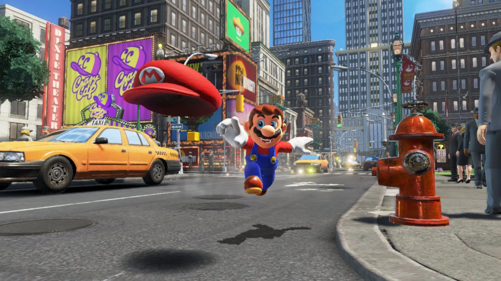 Mario corre por las calles de Nueva Donk en Super Mario Odyssey