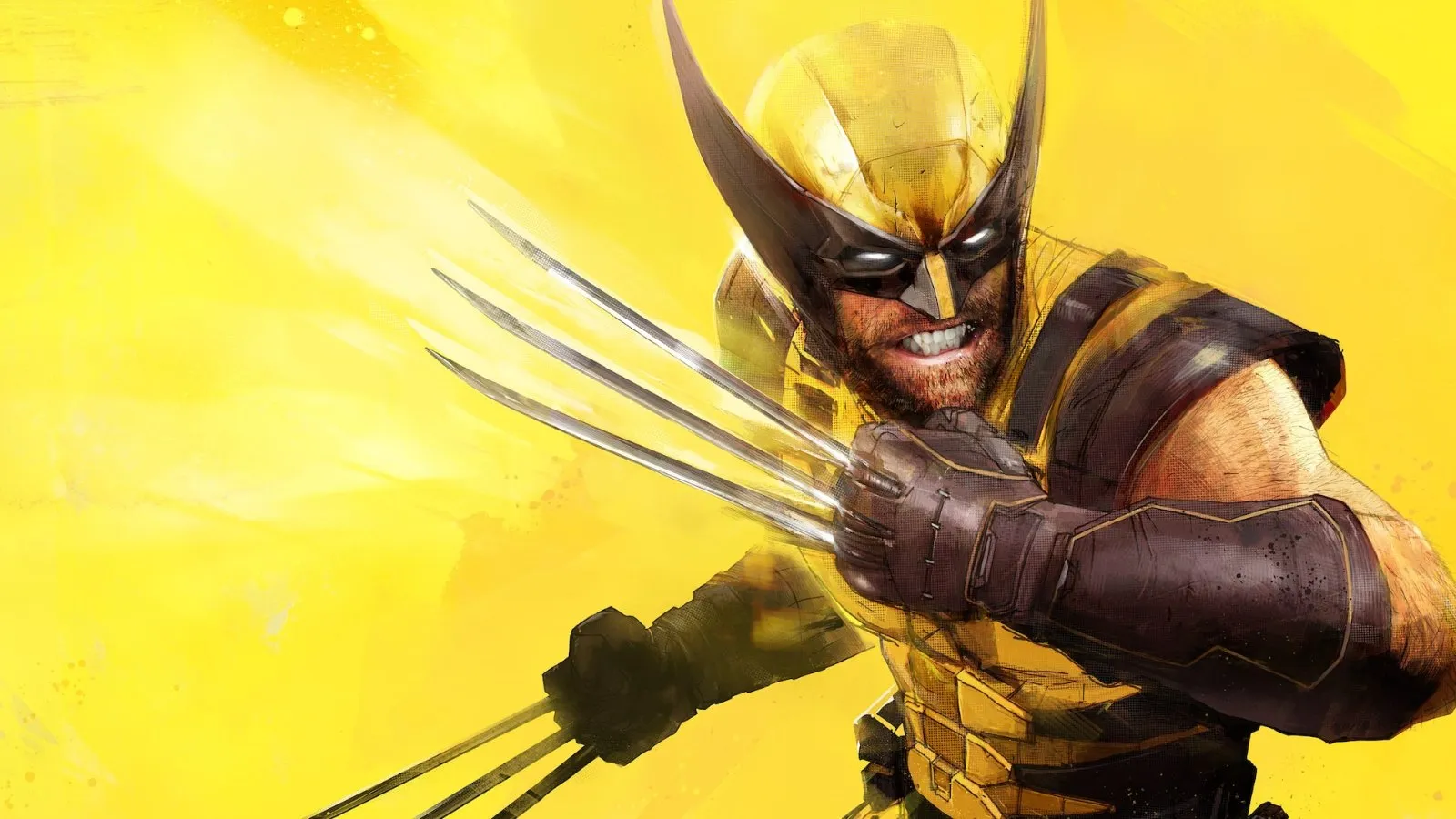 Arte oficial de Lobezno con el traje amarillo y las garras en Marvel's Wolverine