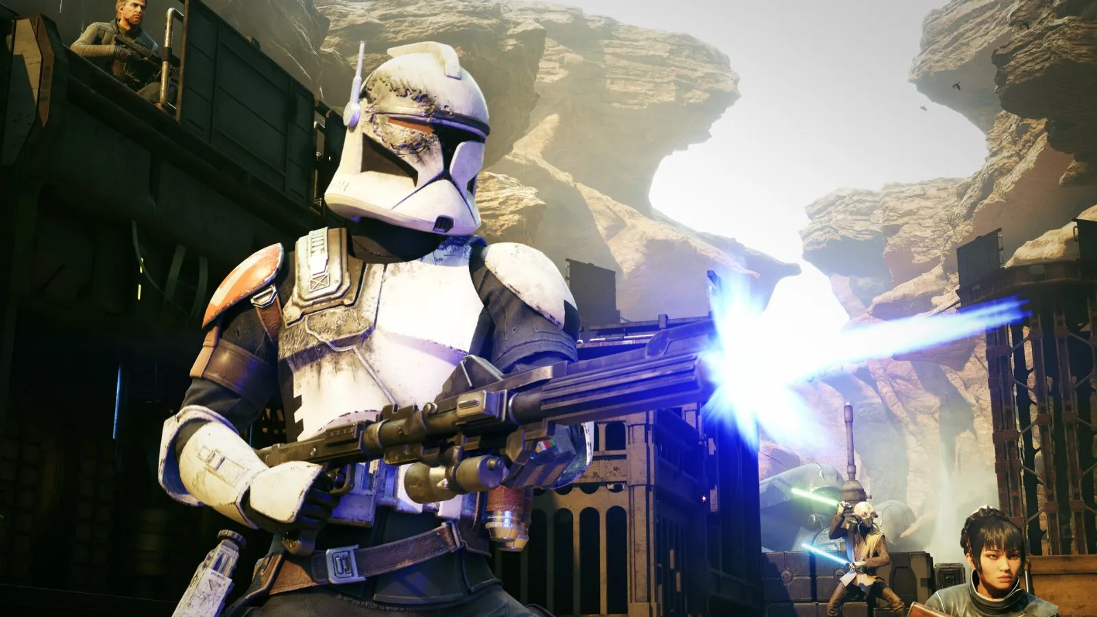 Un soldado clon dispara en combate en Star Wars Zero Company