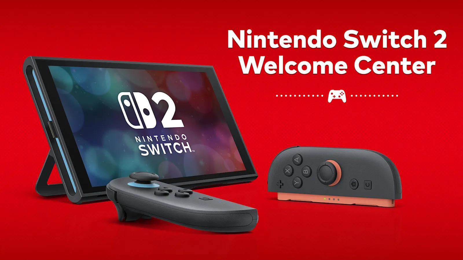 Nintendo Switch 2 con sus Joy-Con 2 en la imagen del Welcome Center